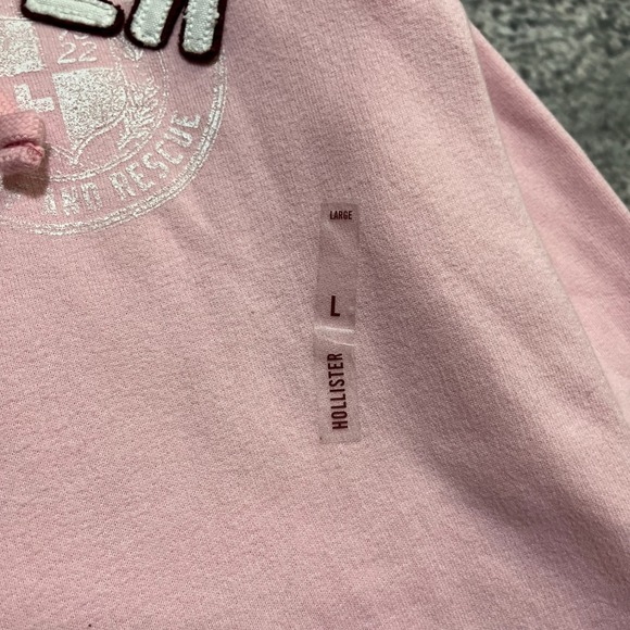 NWT Hollister Zip Up Hoodie Womens Large Pink Search And Rescue Spell Out Y2K - Picture 4 of 12